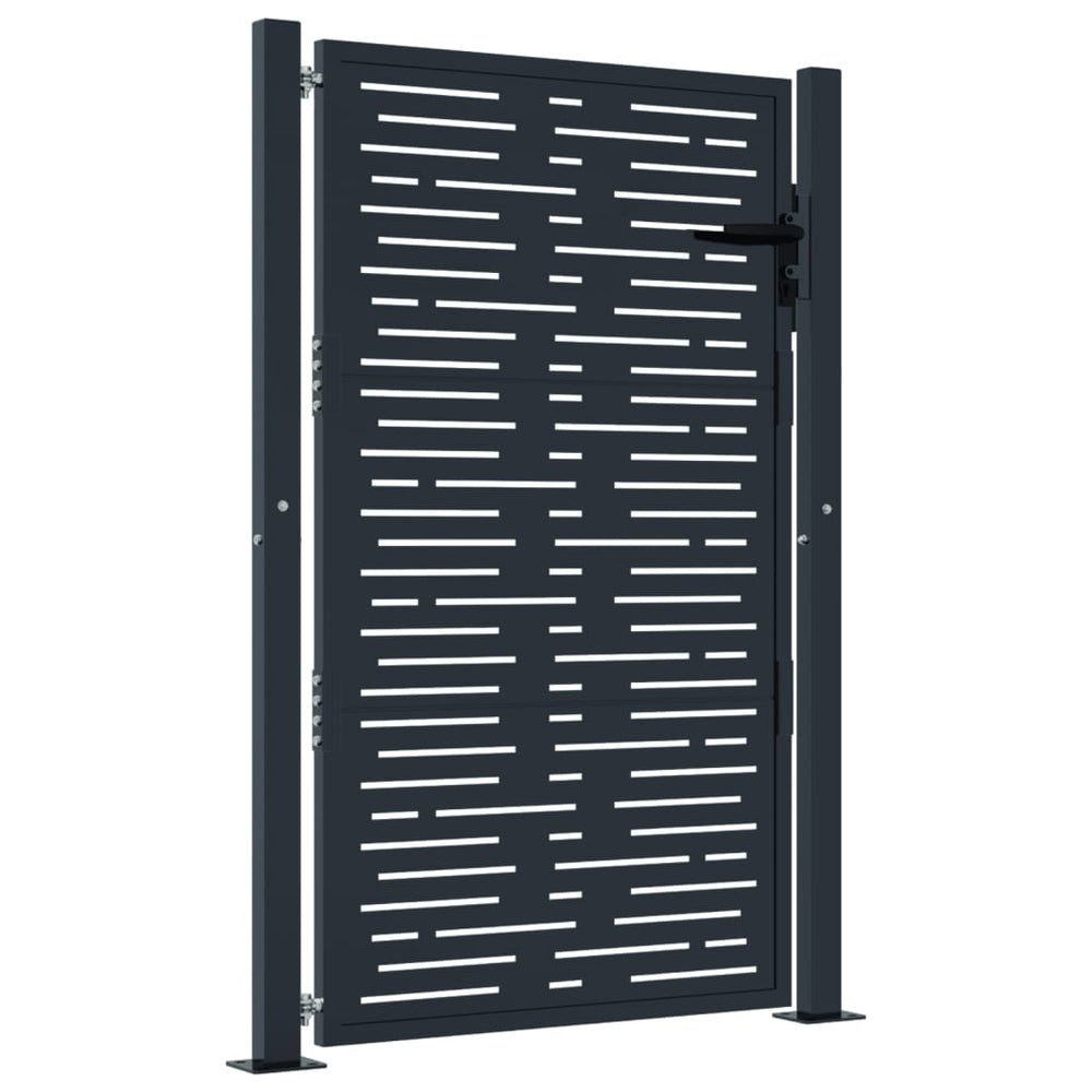 vidaXL Portail de jardin anthracite 100x125 cm en acier, motif carré