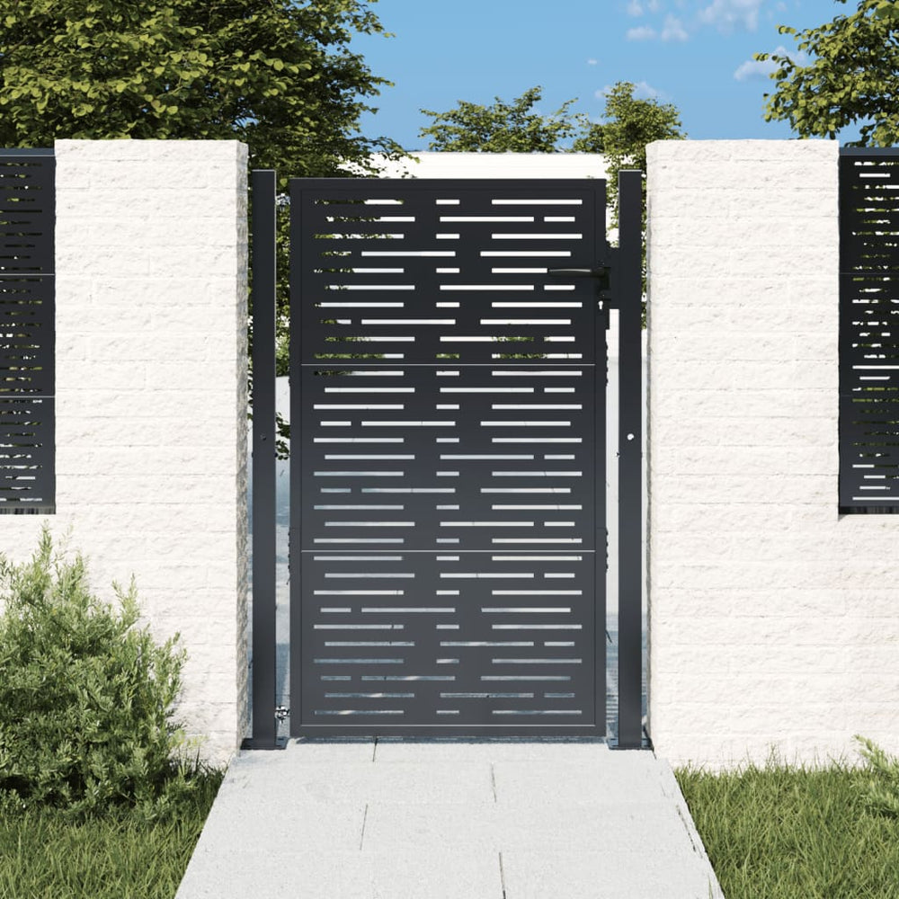vidaXL Portail de jardin anthracite 100x125 cm en acier, motif carré