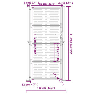 Gartentor Anthrazit 100x200 cm Stahl Quadratisches Design