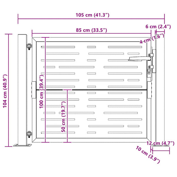 Gartentor 100x100 cm Cortenstahl Quadratisches Design
