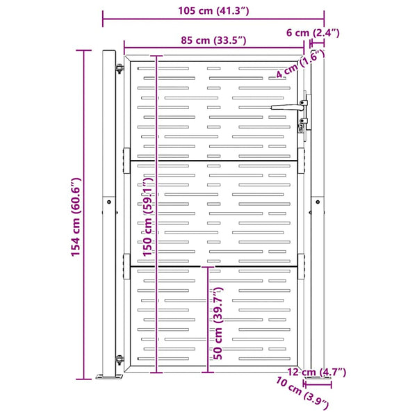 Gartentor 100x150 cm Cortenstahl Quadratisches Design