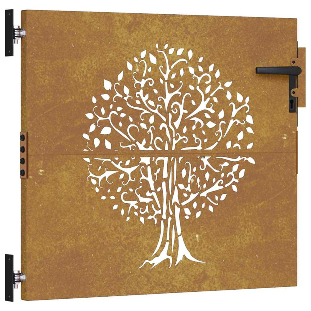 vidaXL Portail de jardin 85x75 cm Acier Corten Motif arbre