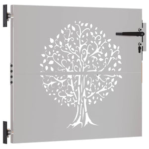 Gartentor 85x75 cm Cortenstahl Baum-Design