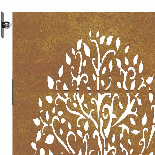 Gartentor 85x75 cm Cortenstahl Baum-Design
