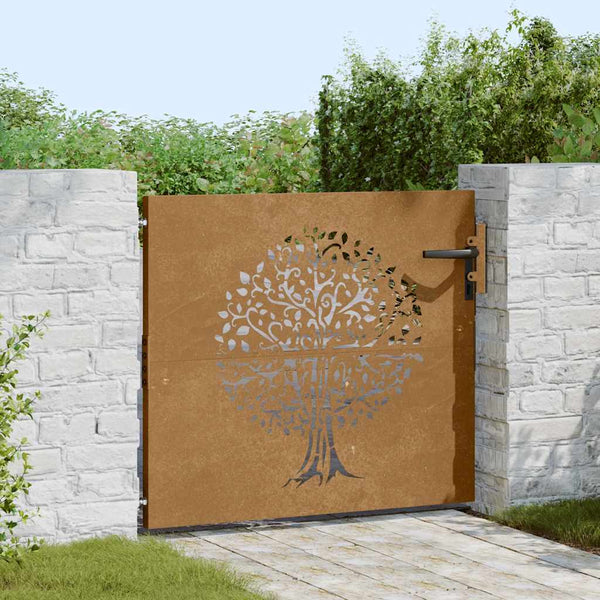 Gartentor 85x100 cm Cortenstahl Baum-Design
