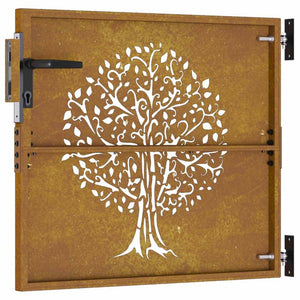Gartentor 85x100 cm Cortenstahl Baum-Design