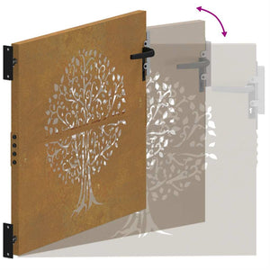 Gartentor 85x100 cm Cortenstahl Baum-Design