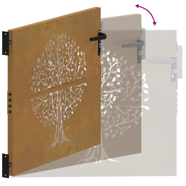 Gartentor 85x100 cm Cortenstahl Baum-Design