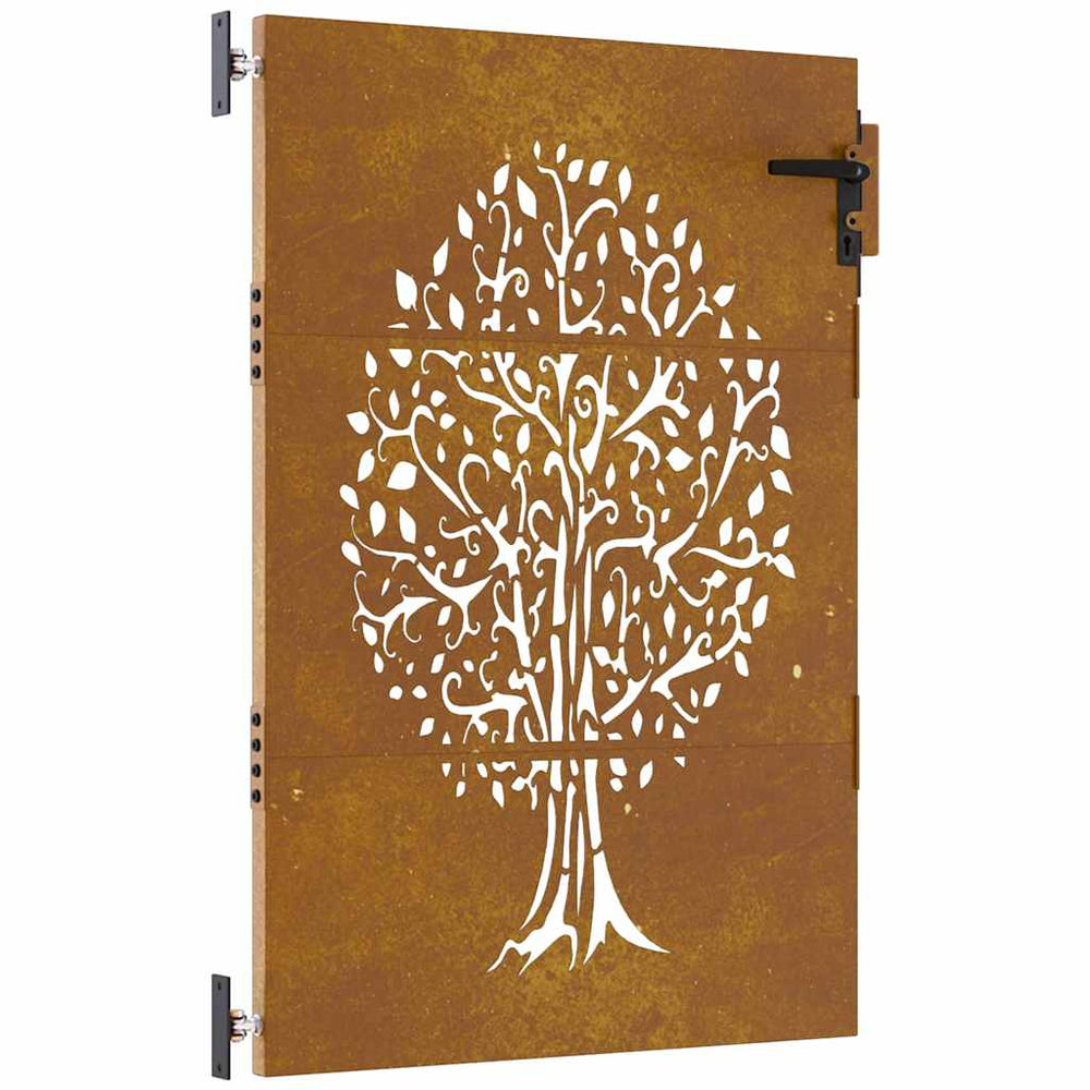 vidaXL Portail de jardin 85x125 cm en acier Corten design arbre