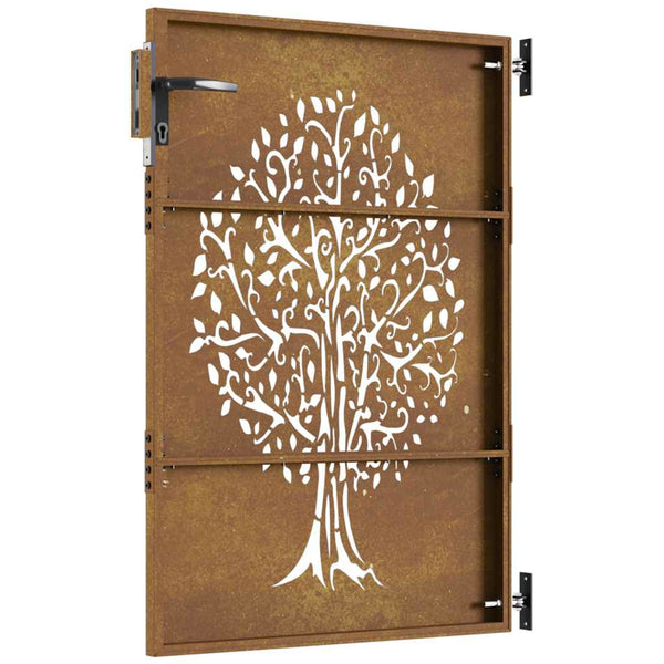 Gartentor 85x125 cm Cortenstahl Baum-Design