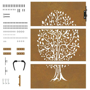 Gartentor 85x125 cm Cortenstahl Baum-Design