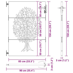 Gartentor 85x150 cm Cortenstahl Baum-Design