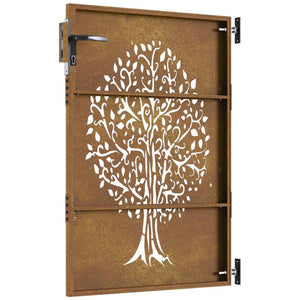 Gartentor 85x150 cm Cortenstahl Baum-Design