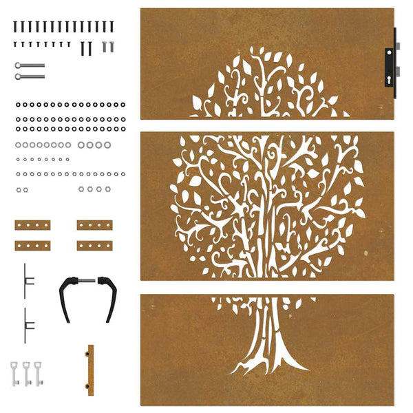 Gartentor 85x150 cm Cortenstahl Baum-Design