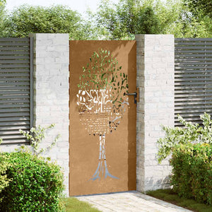 Gartentor 85x175 cm Cortenstahl Baum-Design