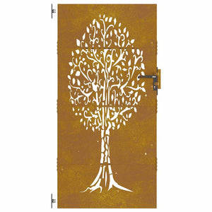 Gartentor 85x175 cm Cortenstahl Baum-Design