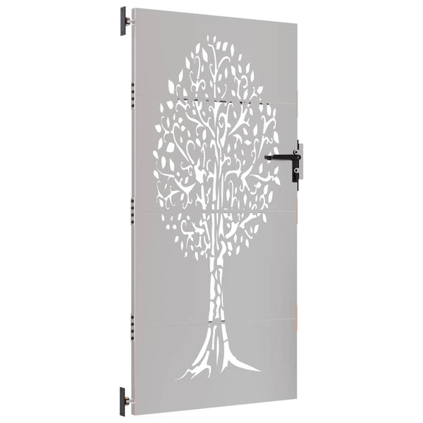 Gartentor 85x175 cm Cortenstahl Baum-Design