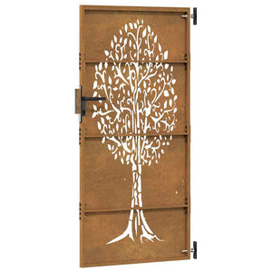 Gartentor 85x175 cm Cortenstahl Baum-Design