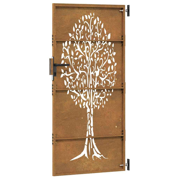 Gartentor 85x175 cm Cortenstahl Baum-Design