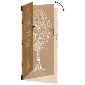 Gartentor 85x175 cm Cortenstahl Baum-Design