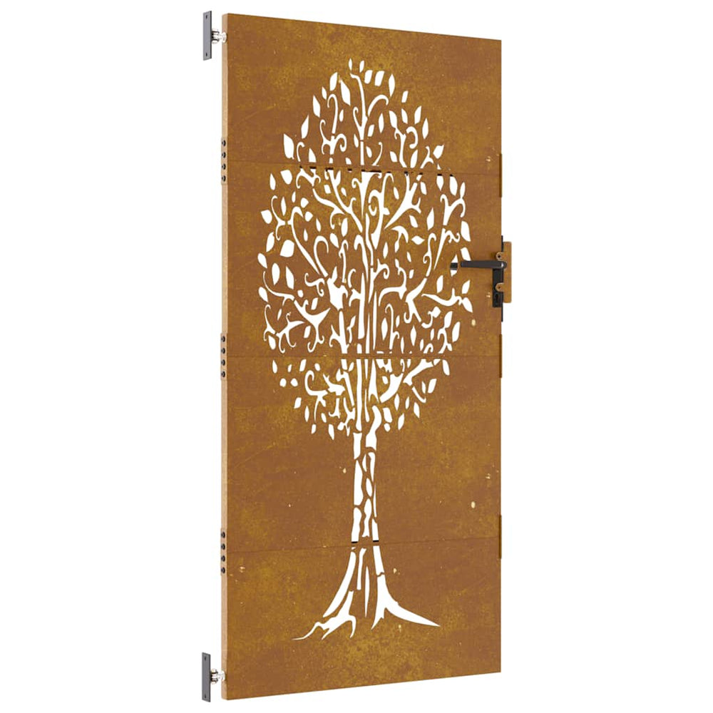 vidaXL Portail de jardin 85x200 cm Acier Corten Design Arbre