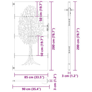 Gartentor 85x200 cm Cortenstahl Baum-Design