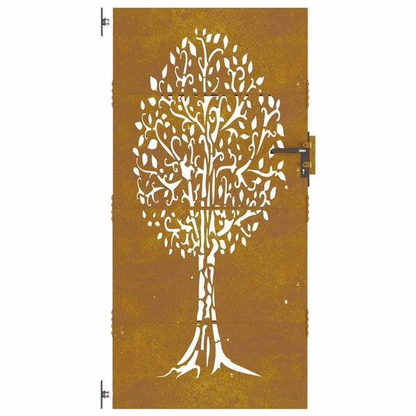 Gartentor 85x200 cm Cortenstahl Baum-Design