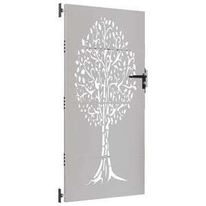Gartentor 85x200 cm Cortenstahl Baum-Design