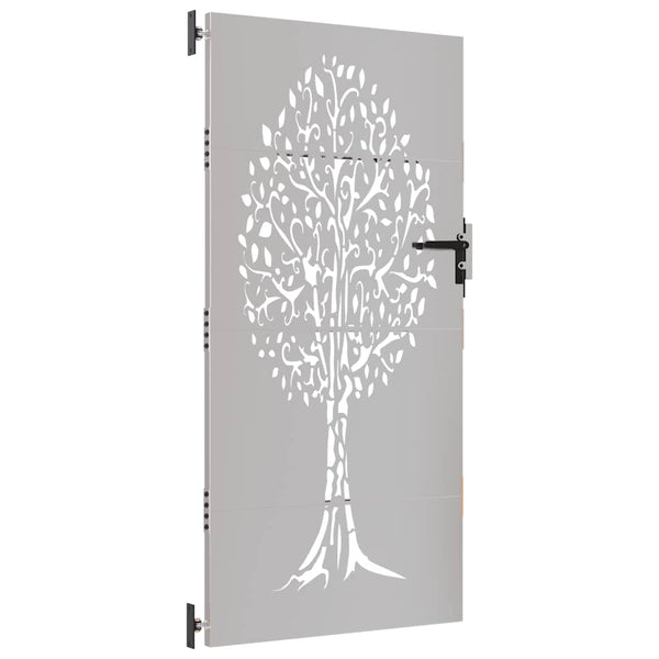 Gartentor 85x200 cm Cortenstahl Baum-Design
