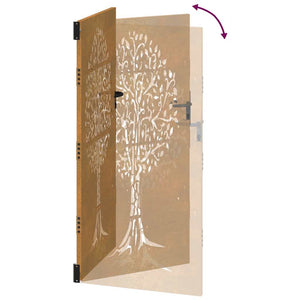 Gartentor 85x200 cm Cortenstahl Baum-Design