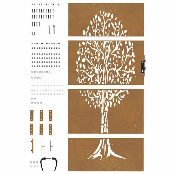 Gartentor 85x200 cm Cortenstahl Baum-Design