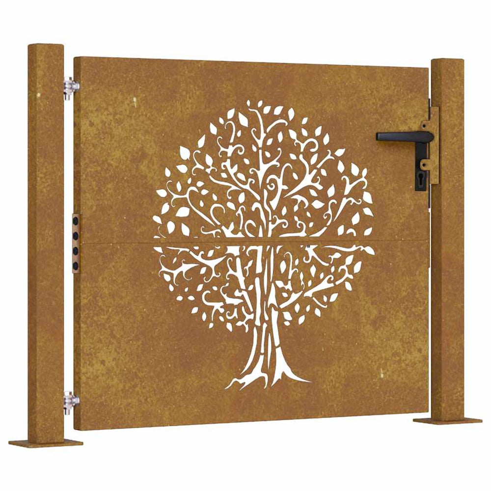 vidaXL Portail de jardin 100x100 cm en acier Corten design arbre