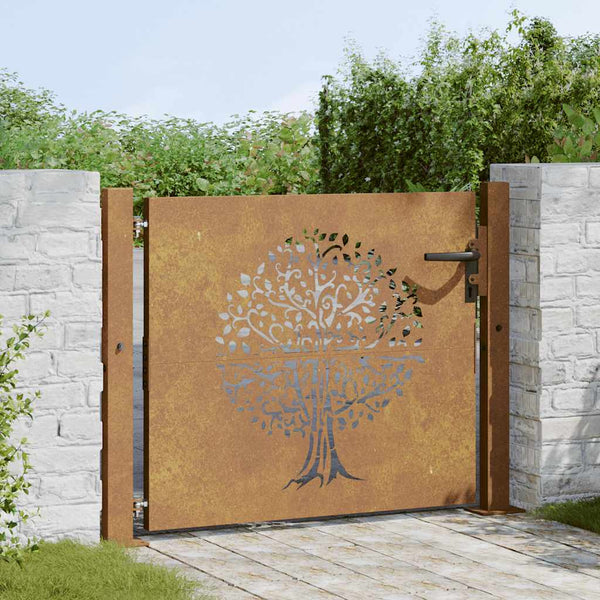 Gartentor 100x100 cm Cortenstahl Baumdesign