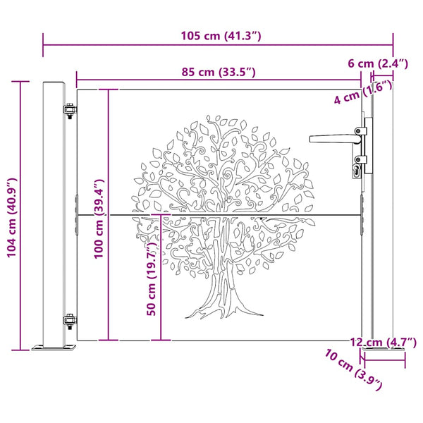 Gartentor 100x100 cm Cortenstahl Baumdesign