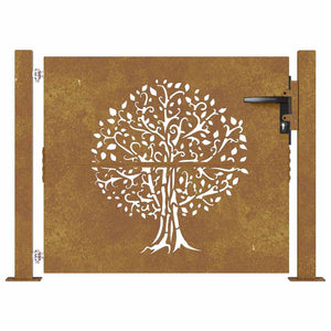 Gartentor 100x100 cm Cortenstahl Baumdesign