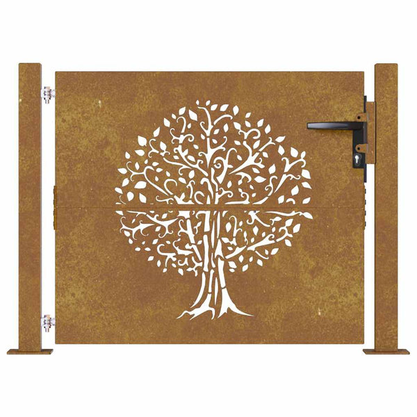 Gartentor 100x100 cm Cortenstahl Baumdesign