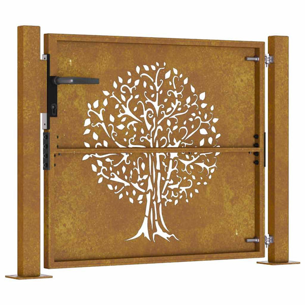 Gartentor 100x100 cm Cortenstahl Baumdesign