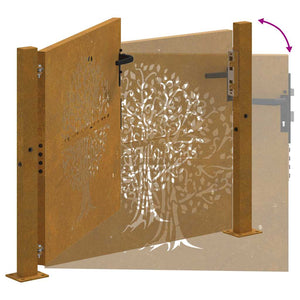 Gartentor 100x100 cm Cortenstahl Baumdesign