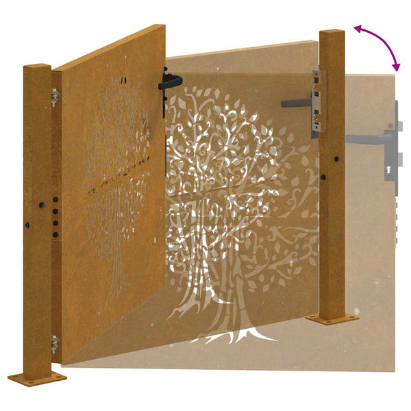 Gartentor 100x100 cm Cortenstahl Baumdesign