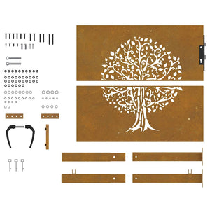 Gartentor 100x100 cm Cortenstahl Baumdesign