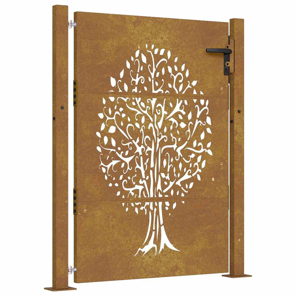 vidaXL Portail de jardin 100x125 cm en acier Corten design arbre