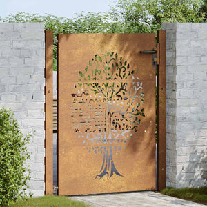 Gartentor 100x125 cm Cortenstahl Baumdesign