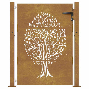 Gartentor 100x125 cm Cortenstahl Baumdesign