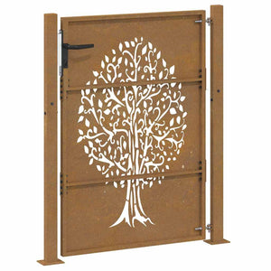 Gartentor 100x125 cm Cortenstahl Baumdesign