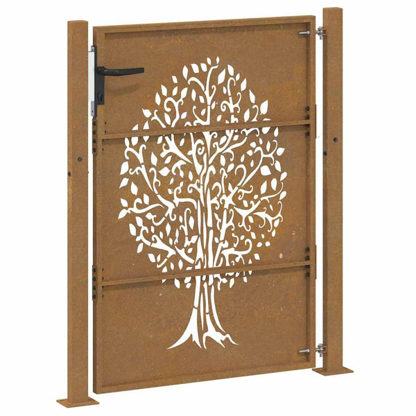 Gartentor 100x125 cm Cortenstahl Baumdesign
