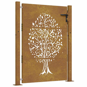 Gartentor 100x150 cm Cortenstahl Baumdesign