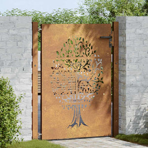 Gartentor 100x150 cm Cortenstahl Baumdesign