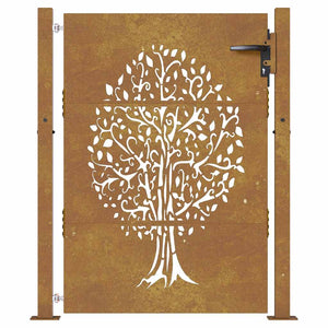 Gartentor 100x150 cm Cortenstahl Baumdesign