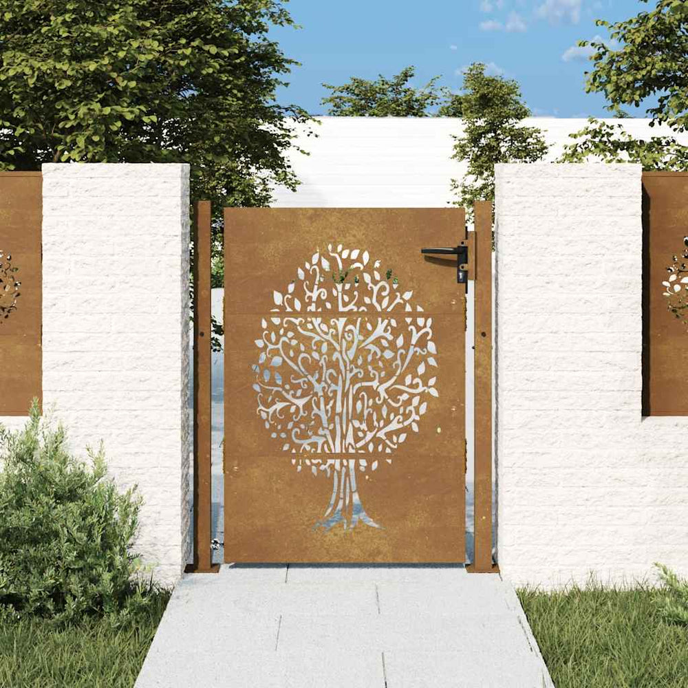 vidaXL Portail de jardin 100x150 cm acier corten motif arbre
