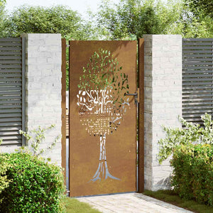 Gartentor 100x175 cm Cortenstahl Baumdesign
